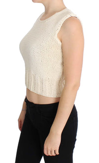 Thumbnail for Beige Sleeveless Cotton Blend Vest Sweater