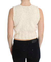 Thumbnail for Beige Sleeveless Cotton Blend Vest Sweater