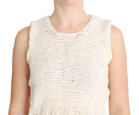 Thumbnail for Beige Sleeveless Cotton Blend Vest Sweater
