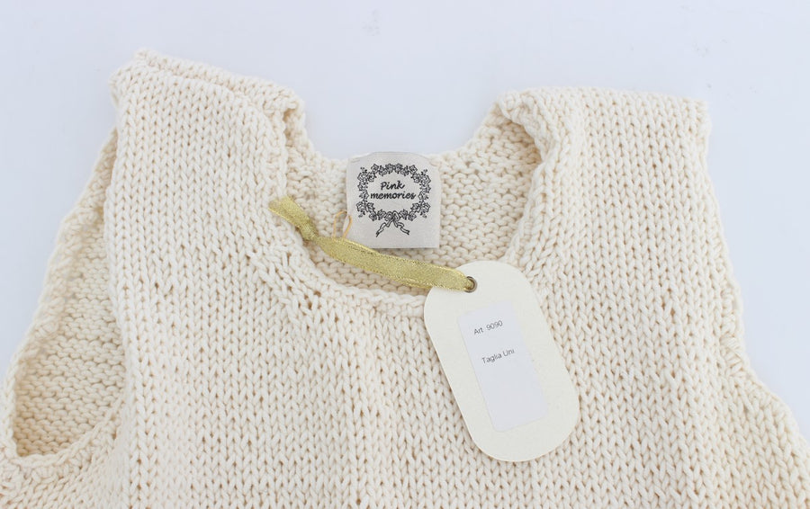 Beige Sleeveless Cotton Blend Vest Sweater