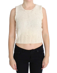 Thumbnail for Beige Sleeveless Cotton Blend Vest Sweater