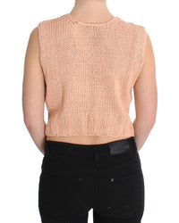 Thumbnail for Elegant Pink Knitted Sleeveless Vest Sweater