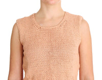 Thumbnail for Elegant Pink Knitted Sleeveless Vest Sweater