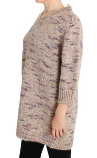 Thumbnail for Beige Oversized V-Neck Knitted Sweater