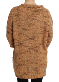 Thumbnail for Chic Brown Oversize Knitted V-Neck Sweater