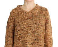 Thumbnail for Chic Brown Oversize Knitted V-Neck Sweater