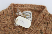 Thumbnail for Chic Brown Oversize Knitted V-Neck Sweater
