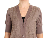 Thumbnail for Elegant Purple Cotton Lace Cardigan Sweater