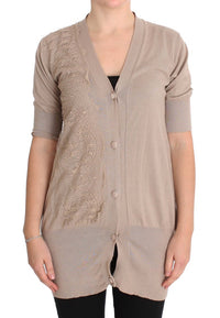 Thumbnail for Elegant Pink Cotton Lace Cardigan