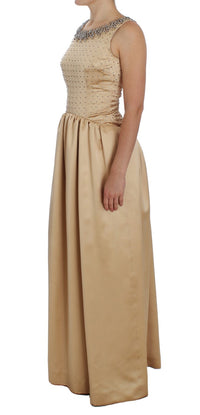 Thumbnail for Beige Crystal Embellished Full Length Dress