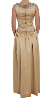 Thumbnail for Beige Crystal Embellished Full Length Dress