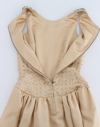 Thumbnail for Beige Crystal Embellished Full Length Dress