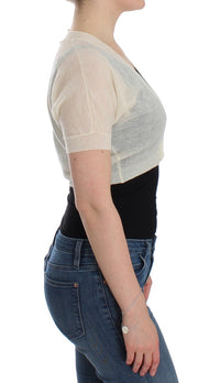 Thumbnail for Elegant Off-White Cropped Alpaca-Wool Blend Sweater