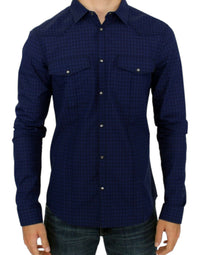 Thumbnail for Blue checkered cotton shirt