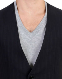 Thumbnail for Black striped cotton casual vest