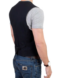 Thumbnail for Black striped cotton casual vest
