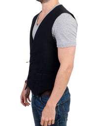 Thumbnail for Black striped cotton casual vest