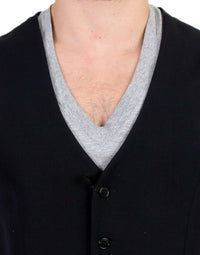 Thumbnail for Black wool blend casual vest