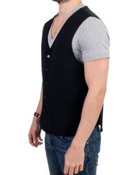 Thumbnail for Black wool blend casual vest