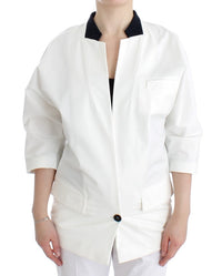 Thumbnail for Chic White Cotton Blend Blazer