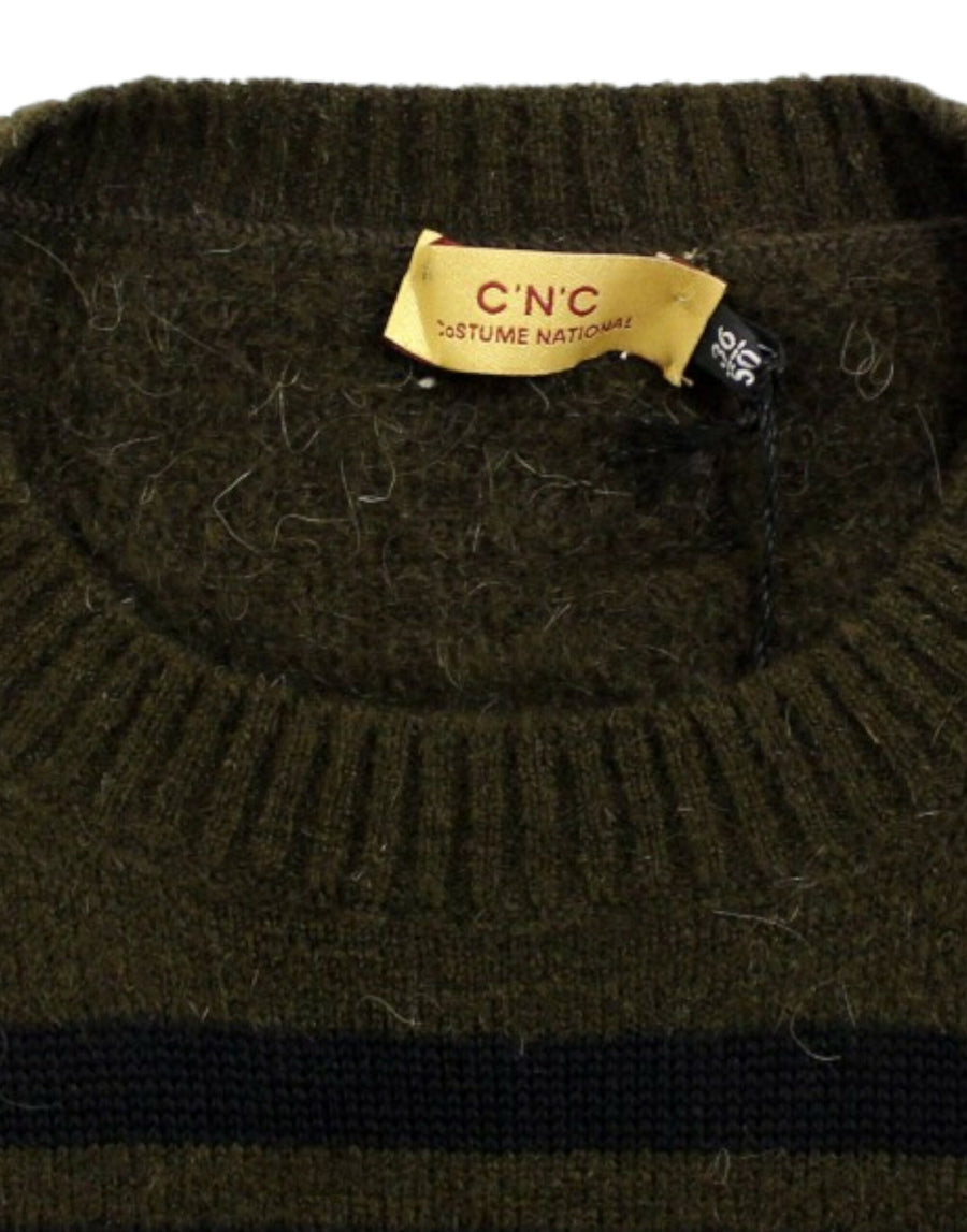 Brown striped crewneck sweater