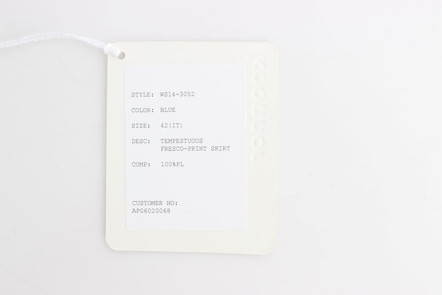 Blue Peplum Fresco-Print Straight Pencil Skirt