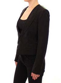 Thumbnail for Elegant Silk-Blend Black Blazer with Scarf Back Detail