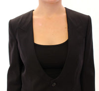 Thumbnail for Elegant Silk-Blend Black Blazer with Scarf Back Detail