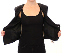 Thumbnail for Elegant Silk-Blend Black Blazer with Scarf Back Detail