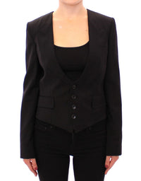 Thumbnail for Elegant Silk-Blend Black Blazer with Scarf Back Detail