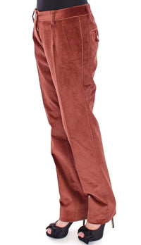 Thumbnail for Brown Corduroys Straight Logo Casual Pants