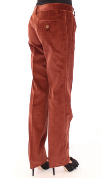 Thumbnail for Brown Corduroys Straight Logo Casual Pants