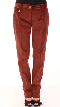 Thumbnail for Brown Corduroys Straight Logo Casual Pants