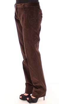 Thumbnail for Brown Corduroys Straight Logo Casual Pants