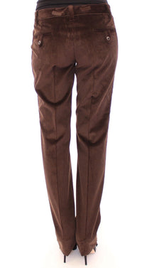 Thumbnail for Brown Corduroys Straight Logo Casual Pants