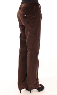 Thumbnail for Brown Corduroys Straight Logo Casual Pants