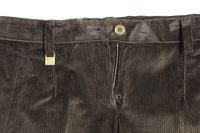 Thumbnail for Brown Corduroys Straight Logo Casual Pants