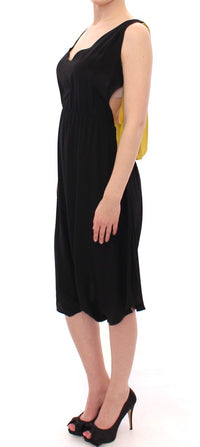 Thumbnail for Elegant Silk Blend Shift Dress in Black and Yellow