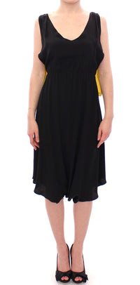Thumbnail for Elegant Silk Blend Shift Dress in Black and Yellow
