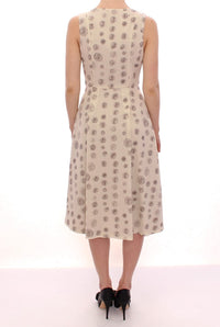 Thumbnail for Elegant White Wool Shift Dress with Gray Print