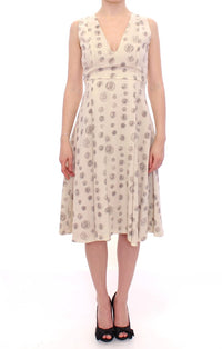 Thumbnail for Elegant White Wool Shift Dress with Gray Print