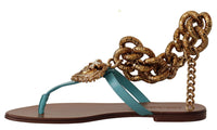 Thumbnail for Blue Leather Devotion Flats Sandals