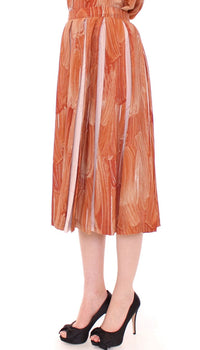 Thumbnail for Brown Orange Below Knee Full Skirt