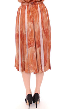 Thumbnail for Brown Orange Below Knee Full Skirt
