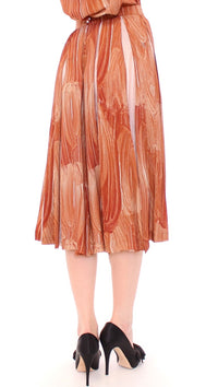 Thumbnail for Brown Orange Below Knee Full Skirt