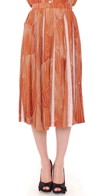 Thumbnail for Brown Orange Below Knee Full Skirt