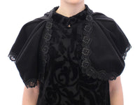 Thumbnail for Elegant Black Brocade Cape Coat Jacket