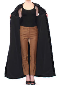 Thumbnail for Elegant Black Brocade Cape Coat Jacket