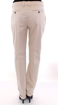 Thumbnail for Elegant Beige Regular Fit Cotton Pants