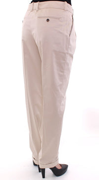Thumbnail for Elegant Beige Regular Fit Cotton Pants
